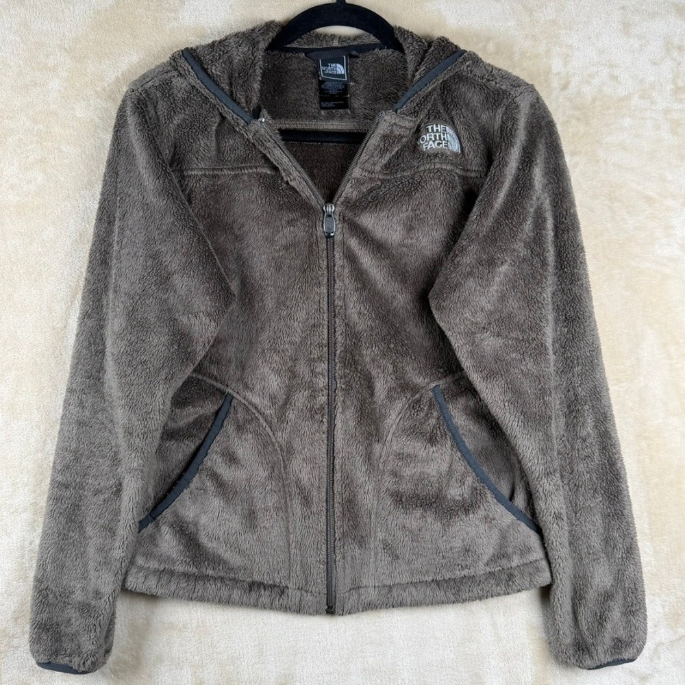 The North Face Women S Osito Full Zip Fleece Hoodie Taupe Brown Cabin Cozy Warm